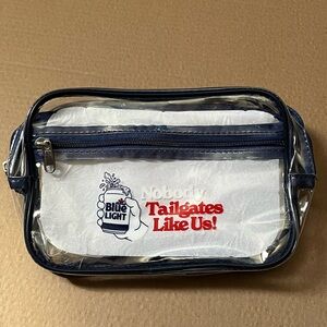 Labatt Blue Light Clear Vinyl Stadium Bag Tote Fanny Pack Zippers